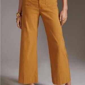 Anthropology Maeve Colette wide leg pants in Mustard/Tan